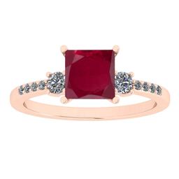 1.53 Ctw VS/SI1 Ruby And Diamond 14K Rose Gold Cocktail Ring