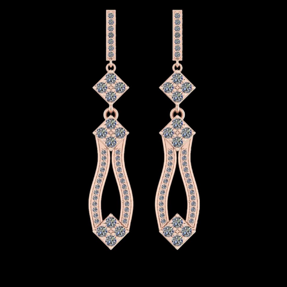 1.56 Ctw VS/SI1 Diamond 14K Rose Gold Dangling Earrings