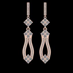 1.56 Ctw VS/SI1 Diamond 14K Rose Gold Dangling Earrings