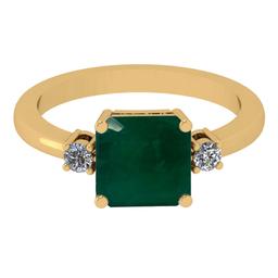 1.85 Ctw VS/SI1 Emerald And Diamond 18K Yellow Gold three pec Ring