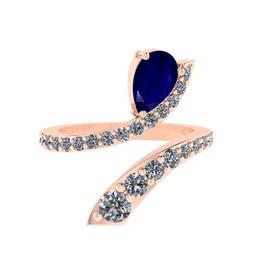 1.51 Ctw SI2/I1 Blue Sapphire and Diamond 14K Rose Gold Engagement Halo Ring
