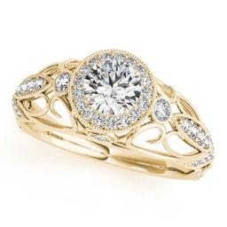 CERTIFIED 18K YELLOW GOLD 1.20 CTW J-K/VS-SI1 DIAMOND HALO ENGAGEMENT RING