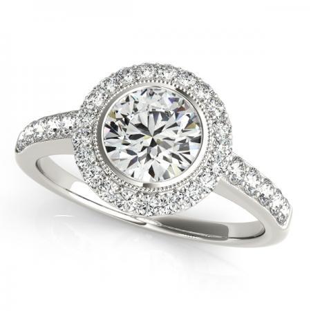 CERTIFIED PLATINUM 1.11 CTW J-K/VS-SI1 DIAMOND HALO ENGAGEMENT RING