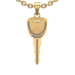 0.26 Ctw SI2/I1 Diamond Prong Set 10k Yellow Gold Key Pendant Necklace