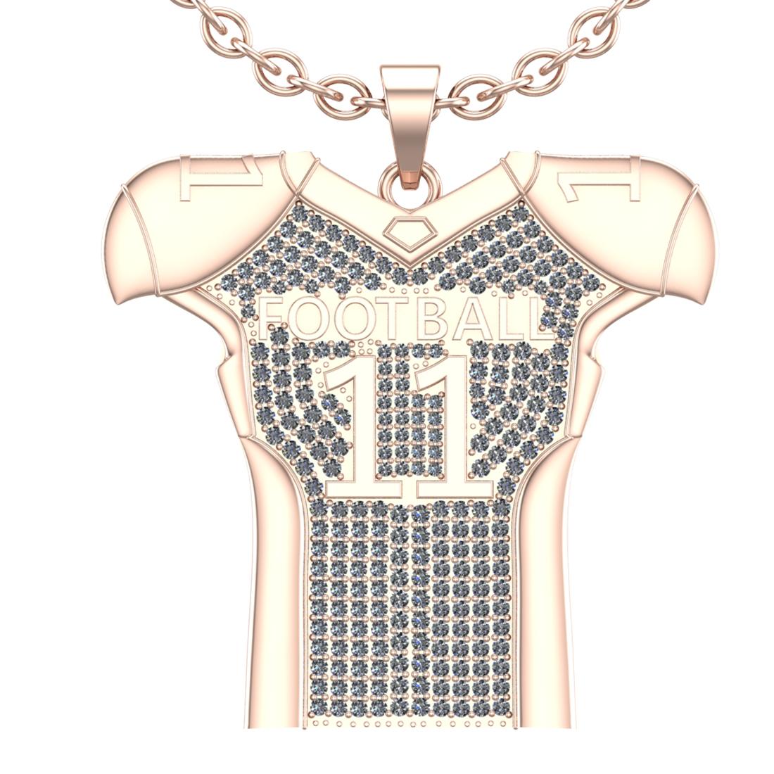 2.01 Ctw SI2/I1 Diamond 14K Rose Gold football theme Jersey pendant necklace