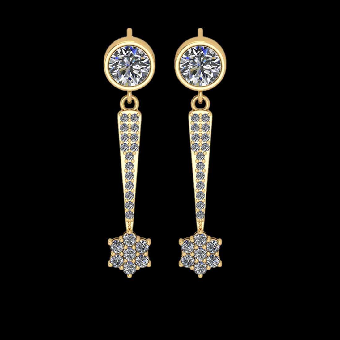 2.99 Ctw SI2/I1 Diamond 18K Yellow Gold Dangling Earrings