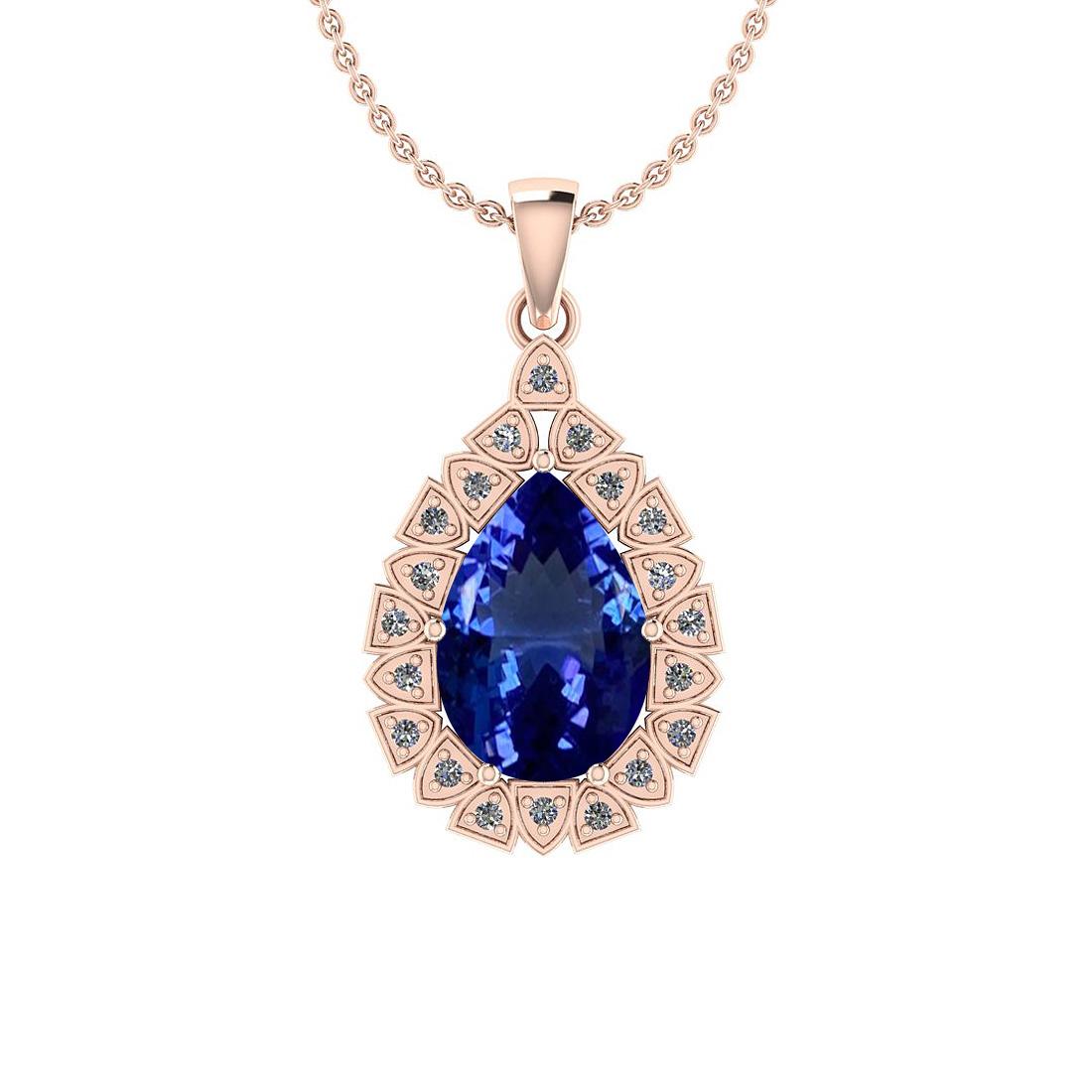 2.65 Ctw VS/SI1 Tanzanite And Diamond 18K Rose Gold Pendant Necklace