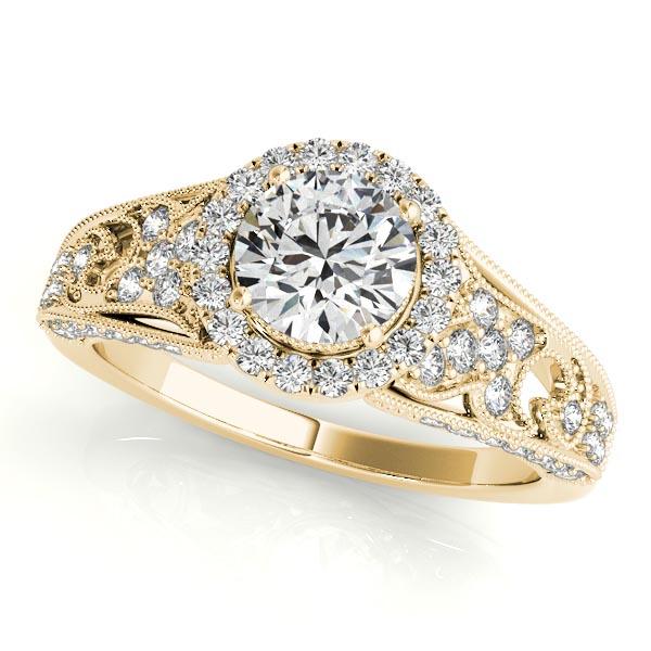 CERTIFIED 18K YELLOW GOLD 1.31 CTW J-K/VS-SI1 DIAMOND HALO ENGAGEMENT RING