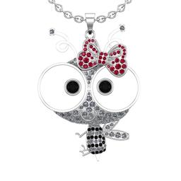 4.04 Ctw SI2/I1Ruby and Diamond 14K White Gold Hip Hop theme Pendant Necklace