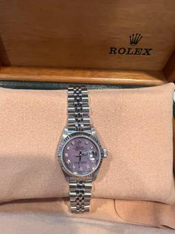 Stainless Steel 26mm Rolex w/Custom Mother Of Pearl Dial Comes with Box & Appraisal