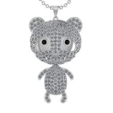 7.02 Ctw SI2/I1 Treted Fancy Black Diamond Prong Set 14K White Gold Teddy Pendant Necklace