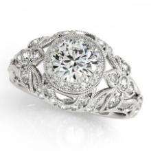 CERTIFIED PLATINUM .91 CTW J-K/VS-SI1 DIAMOND HALO ENGAGEMENT RING