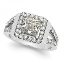 CERTIFIED PLATINUM 1.10 CTW J-K/VS-SI1 DIAMOND HALO ENGAGEMENT RING