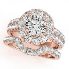 CERTIFIED 14KT ROSE GOLD 1.11 CTW J-K/VS-SI1 DIAMOND HALO BRIDAL SET