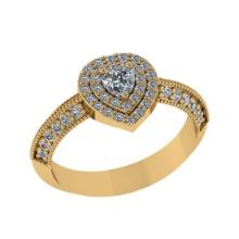 1.09 Ctw Diamond 14K Yellow Gold Engagement Halo Ring