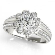 CERTIFIED PLATINUM 1.18 CTW J-K/VS-SI1 DIAMOND HALO ENGAGEMENT RING