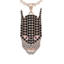 3.65 Ctw SI2/I1 Treted Fancy Black Diamond Prong Set 14K Rose Gold Marvel badman Pendant Necklace