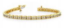 14KT YELLOW GOLD 4 CTW G-H VS2/SI1 TIMELESS ROADWAY DIAMOND TENNIS BRACELET