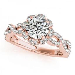 CERTIFIED 18K ROSE GOLD 1.00 CTW J-K/VS-SI1 DIAMOND HALO ENGAGEMENT RING