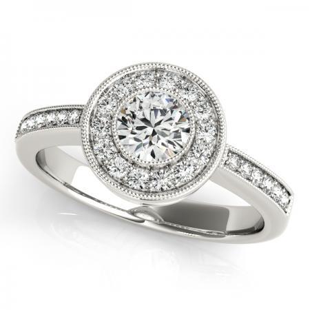 CERTIFIED PLATINUM 2.50 CTW J-K/VS-SI1 DIAMOND HALO ENGAGEMENT RING