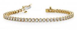 14KT YELLOW GOLD 2 CTW G-H VS2/SI1 ROUND PRONG SET DIAMOND TENNIS BRACELET