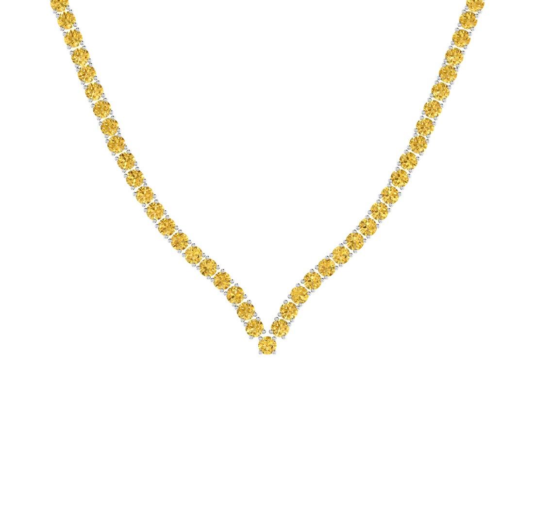 4.66 Ctw i2/i3 Treated Fancy Yellow Diamond 14K White Gold Necklace