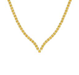 4.66 Ctw i2/i3 Treated Fancy Yellow Diamond 14K White Gold Necklace