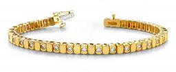 14KT YELLOW GOLD 1 CTW G-H VS2/SI1 ALTERNATING BEZEL DIAMOND BRACELET