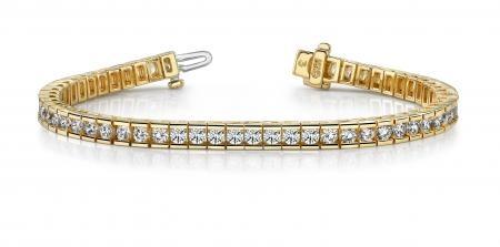 14K YELLOW GOLD 2.50 CTW G-H I1/I2 CLASSIC DIAMOND BOX TENNIS BRACELET