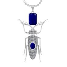 6.88 Ctw SI2/I1 Blue Sapphire and Diamond 14K White Gold Necklace