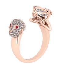 0.64 Ctw SI2/I1 Diamond 14K Rose Gold Monkey Women Face Ring