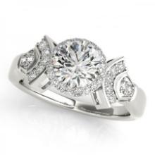 CERTIFIED PLATINUM .94 CTW J-K/VS-SI1 DIAMOND HALO ENGAGEMENT RING