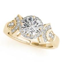 CERTIFIED 18K YELLOW GOLD .94 CTW J-K/VS-SI1 DIAMOND HALO ENGAGEMENT RING