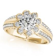 CERTIFIED 18K YELLOW GOLD 1.18 CTW J-K/VS-SI1 DIAMOND HALO ENGAGEMENT RING