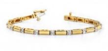 14K YELLOW GOLD 1 CTW G-H SI2/SI3 DIAMOND AND BAR BRACELET