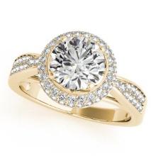 CERTIFIED 18K YELLOW GOLD 0.86 CTW J-K/VS-SI1 DIAMOND HALO ENGAGEMENT RING