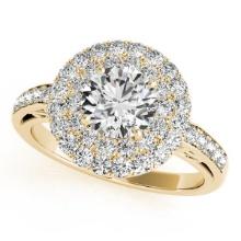 CERTIFIED 18K YELLOW GOLD 1.53 CTW J-K/VS-SI1 DIAMOND HALO ENGAGEMENT RING