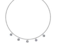 0.75 Ctw SI2/I1 Diamond 14K White Gold Station Necklace