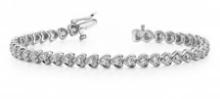 14K WHITE GOLD 1 CTW G-H I1/I2 HEART LINK DIAMOND BRACELET