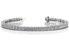 14K WHITE GOLD 4 CTW G-H I1/I2 PRINCESS CUT BRACELET