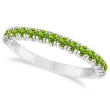 Half-Eternity Pave-Set Peridot Stacking Ring 14k White Gold 0.95ctw