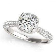 CERTIFIED PLATINUM 1.15 CTW J-K/VS-SI1 DIAMOND HALO ENGAGEMENT RING