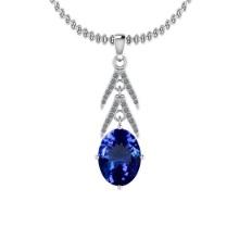 Certified 3.77 Ctw VS/SI1 Tanzanite And Diamond Platinum Pendent