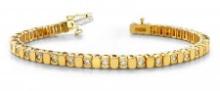 14KT YELLOW GOLD 1 CTW G-H SI2/SI3 ALTERNATING BEZEL DIAMOND BRACELET