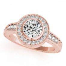 CERTIFIED 18K ROSE GOLD 1.42 CTW J-K/VS-SI1 DIAMOND HALO ENGAGEMENT RING