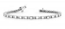 14KT WHITE GOLD 1 CTW G-H VS2/SI1 ALTERNATING DIAMOND BLOCK HARMONY TENNIS BRACELET