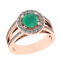 2.14 Ctw I2/I3 Emerald And Diamond 14K Rose Gold Engagement Ring