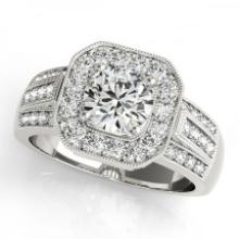 CERTIFIED PLATINUM 1.20 CTW J-K/VS-SI1 DIAMOND HALO ENGAGEMENT RING