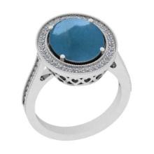 5.10 Ctw SI2/I1 Aquamarine And Diamond 14K White Gold Engagement Halo Ring