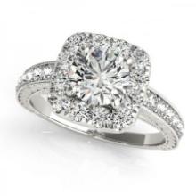 CERTIFIED PLATINUM 1.43 CTW J-K/VS-SI1 DIAMOND HALO ENGAGEMENT RING